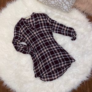 lizard Thicket burgundy plaid tunic/dress